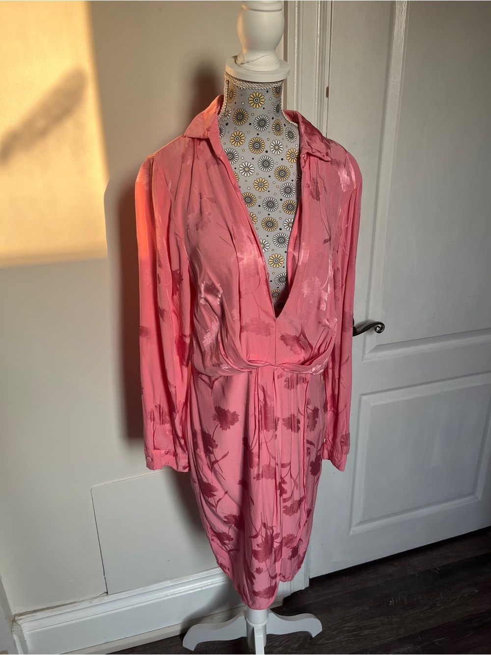 River Island Light Pink Satin Floral Mini Dress